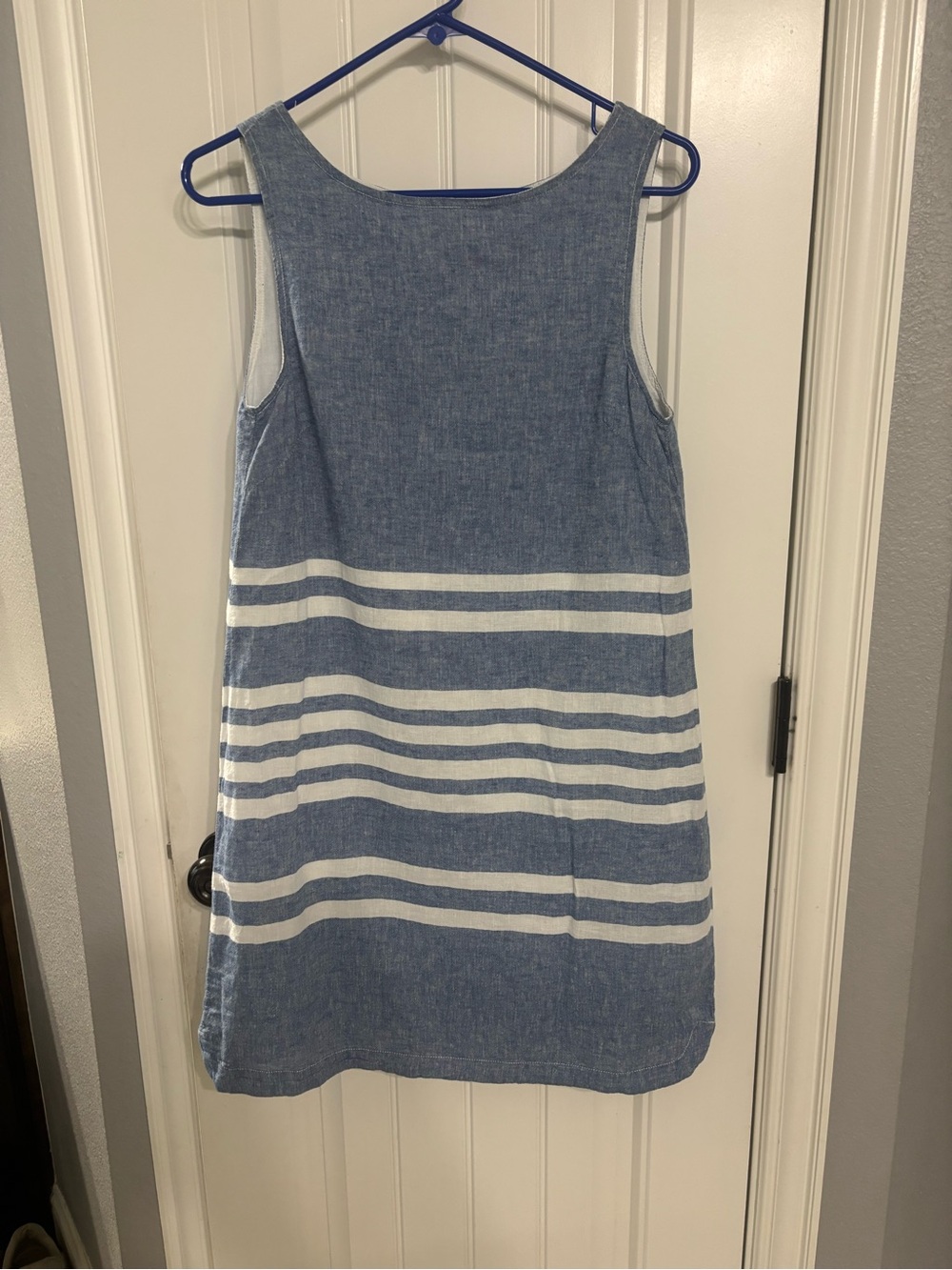 beachlunchlounge Blue and White Striped Sleeveless Dress